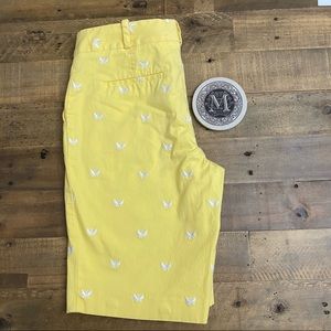 Talbots RELAXED CHINO SHORTS - BUTTERFLY  PRINT YELLOW SIZE 4